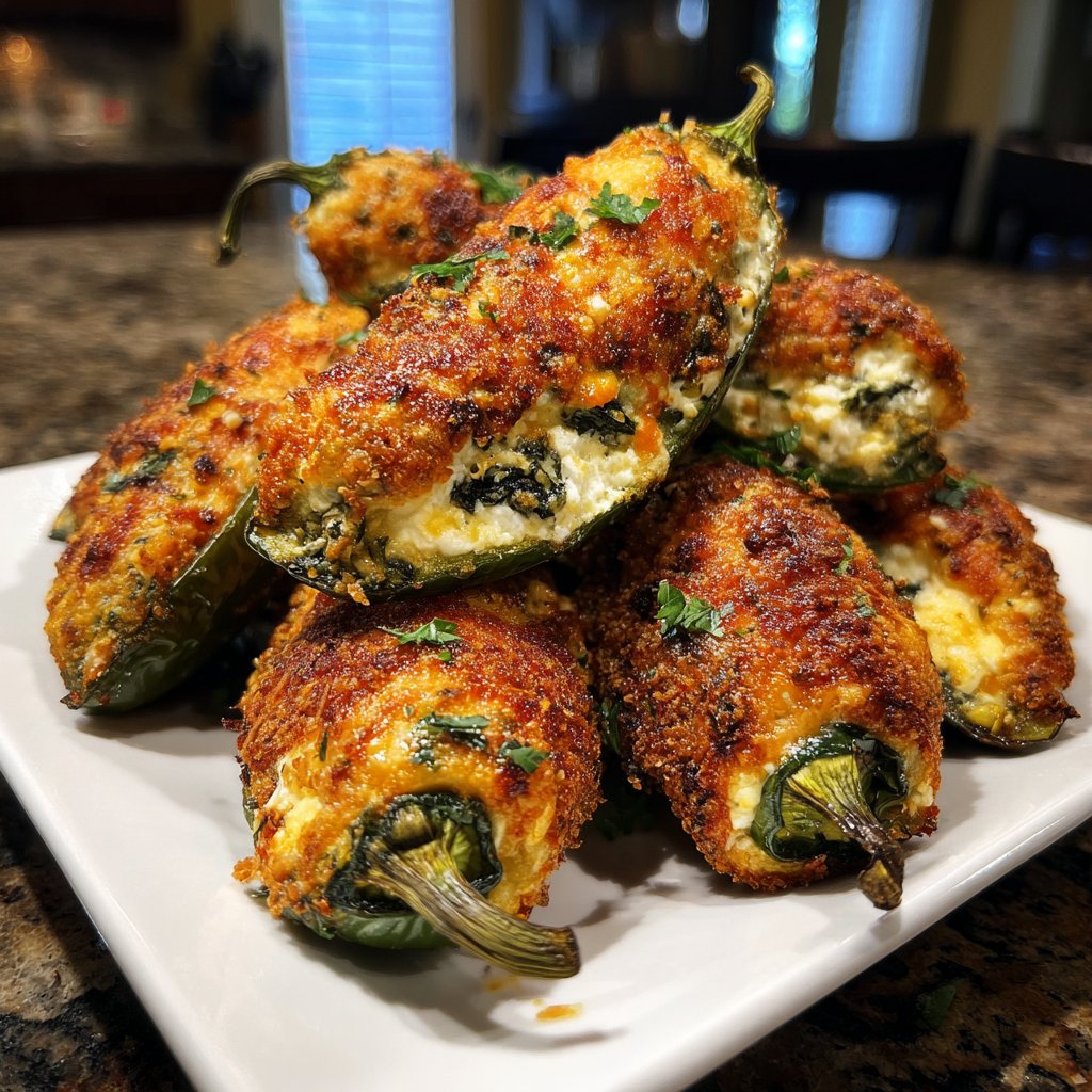 Jalapeno Poppers with Spinach Feta Filling