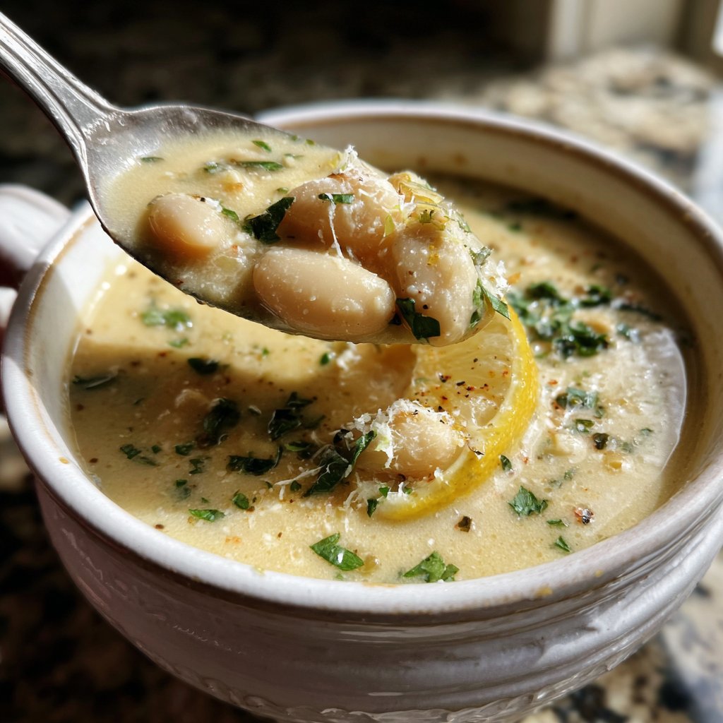 Creamy Lemon White Bean Soup Bowl
