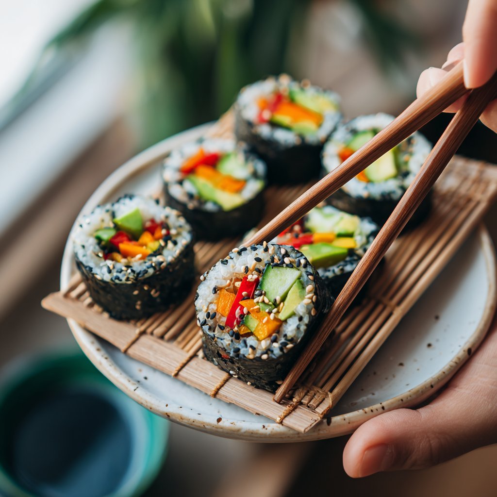 Healthy Lunch Vegetable Sushi Rolls