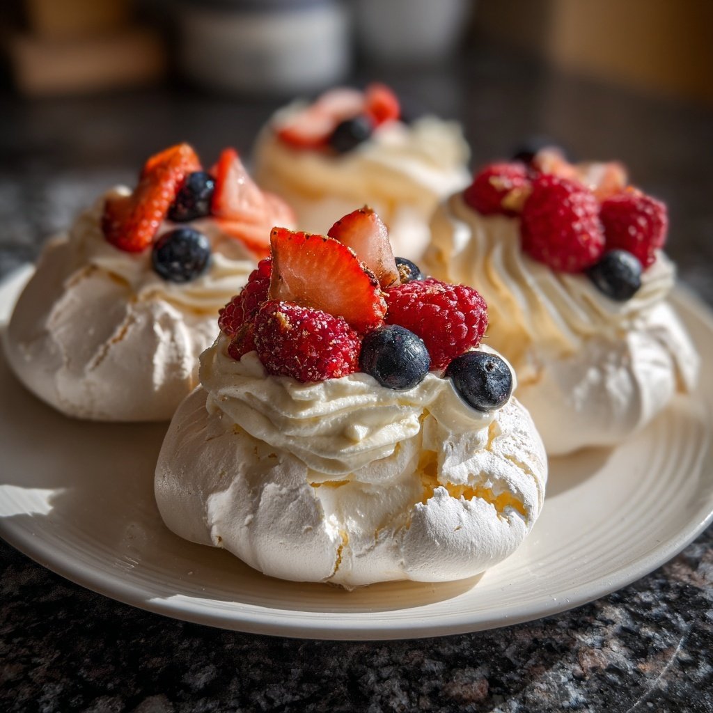 Mini Pavlova Hearts with Cream