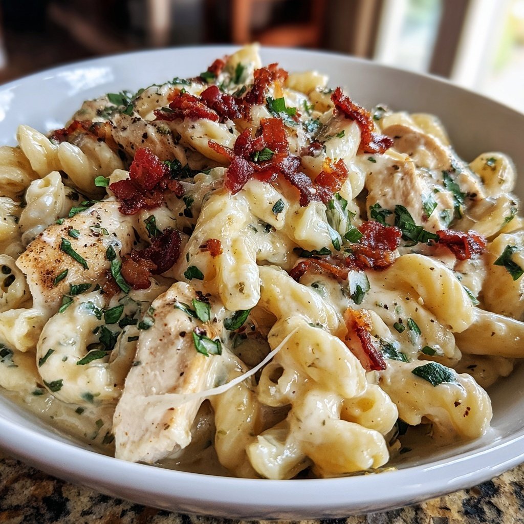 Creamy Chicken Bacon Ranch Pasta