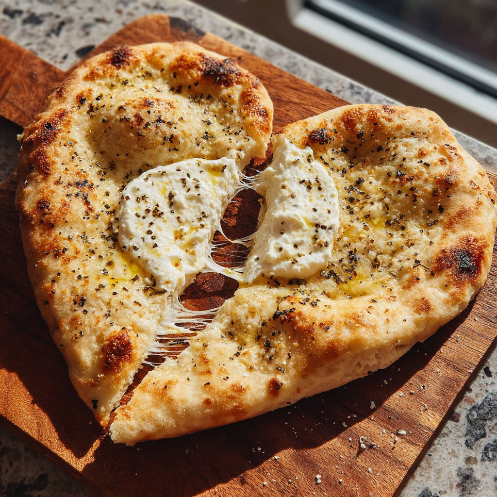 Heart-Shaped Flatbread with Burrata