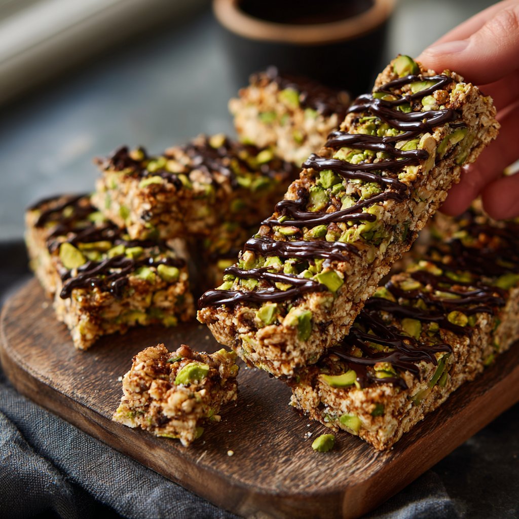 Chocolate Pistachio Oat Snack Bars
