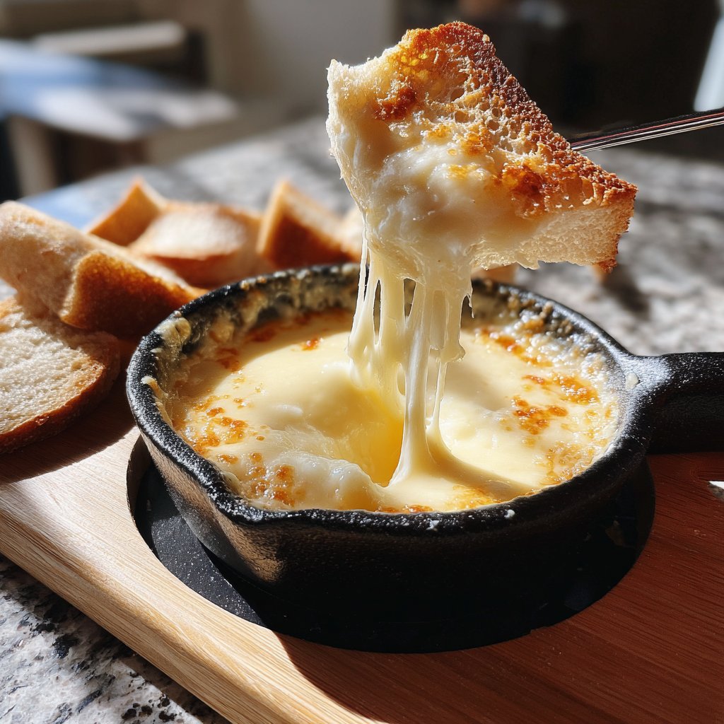 Fondue with Alpine Cheese and Garlic