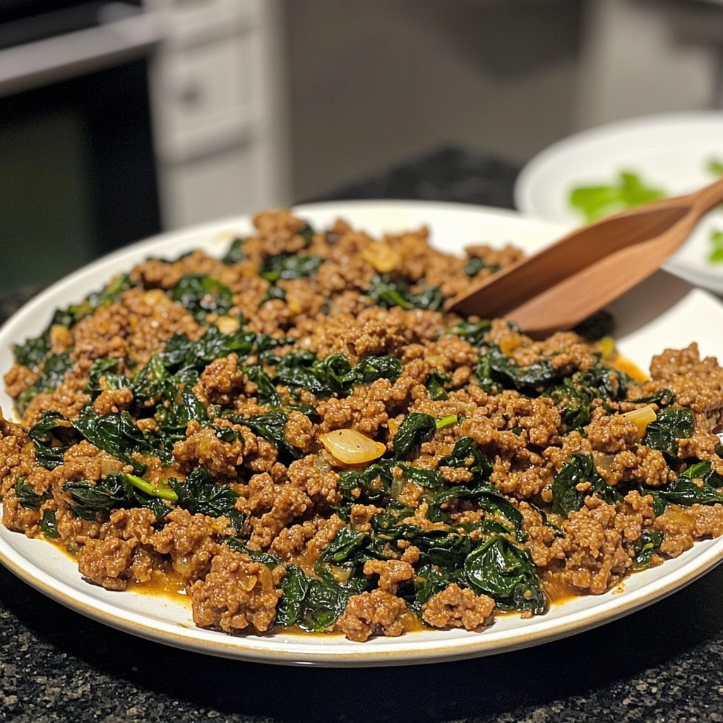 Ground Beef Skillet with Spinach