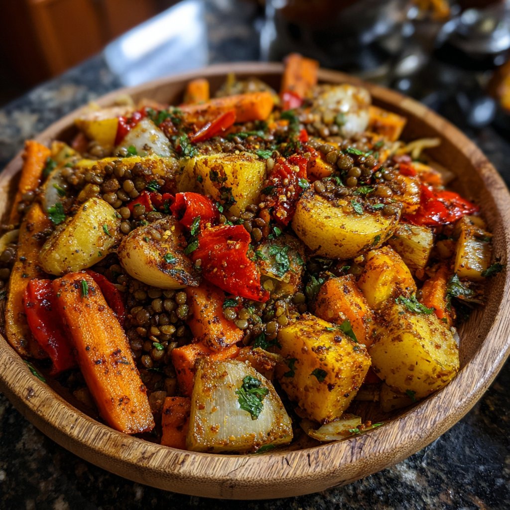 Roasted Veggie Lentil Skillet
